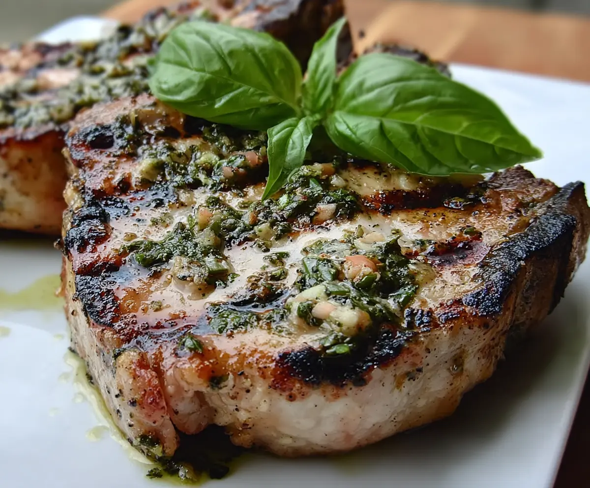 Basil-Garlic Grilled Pork Chops