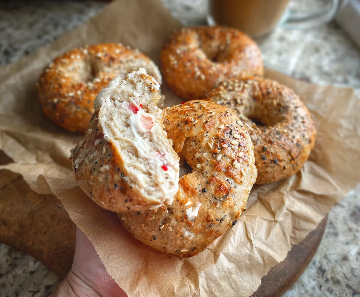 Healthy high protein bagels with a golden crust and soft interior, perfect for a nutritious breakfast or snack.