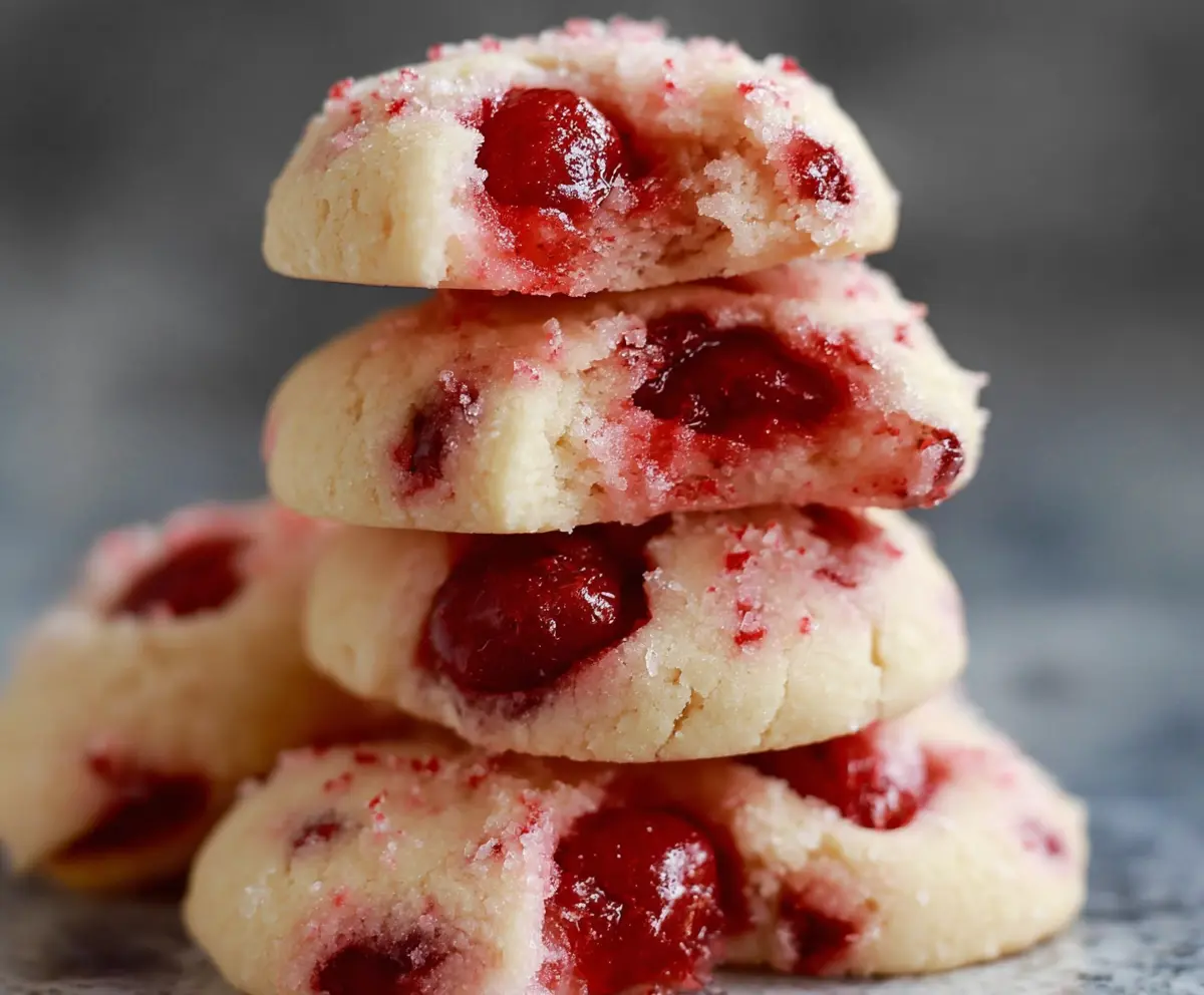 Melt In Your Mouth Cherry Shortbread Cookies