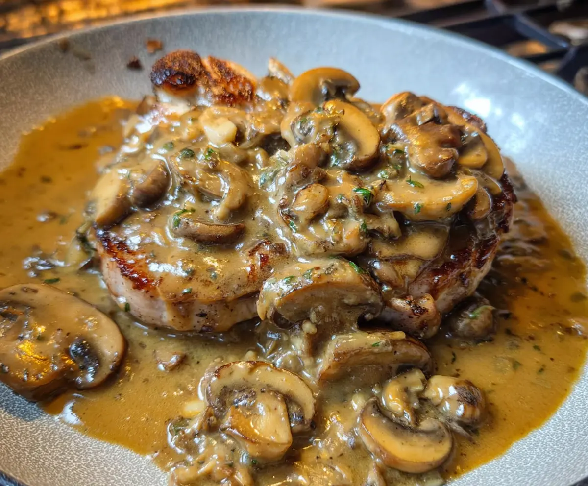 Pork Chops with Mushroom & Shallot Gravy