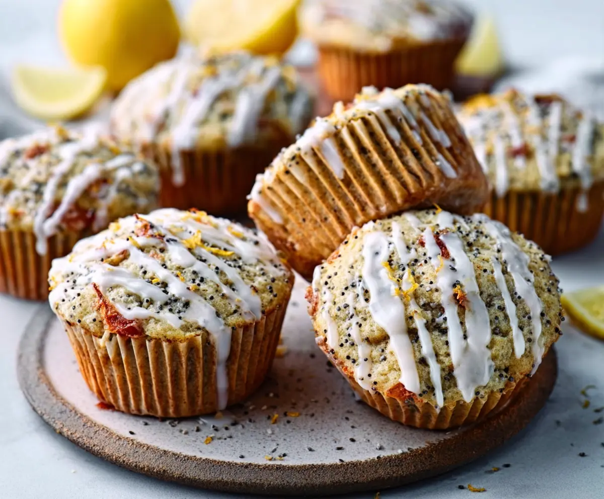 Zesty Glazed Lemon Poppy Seed Muffins