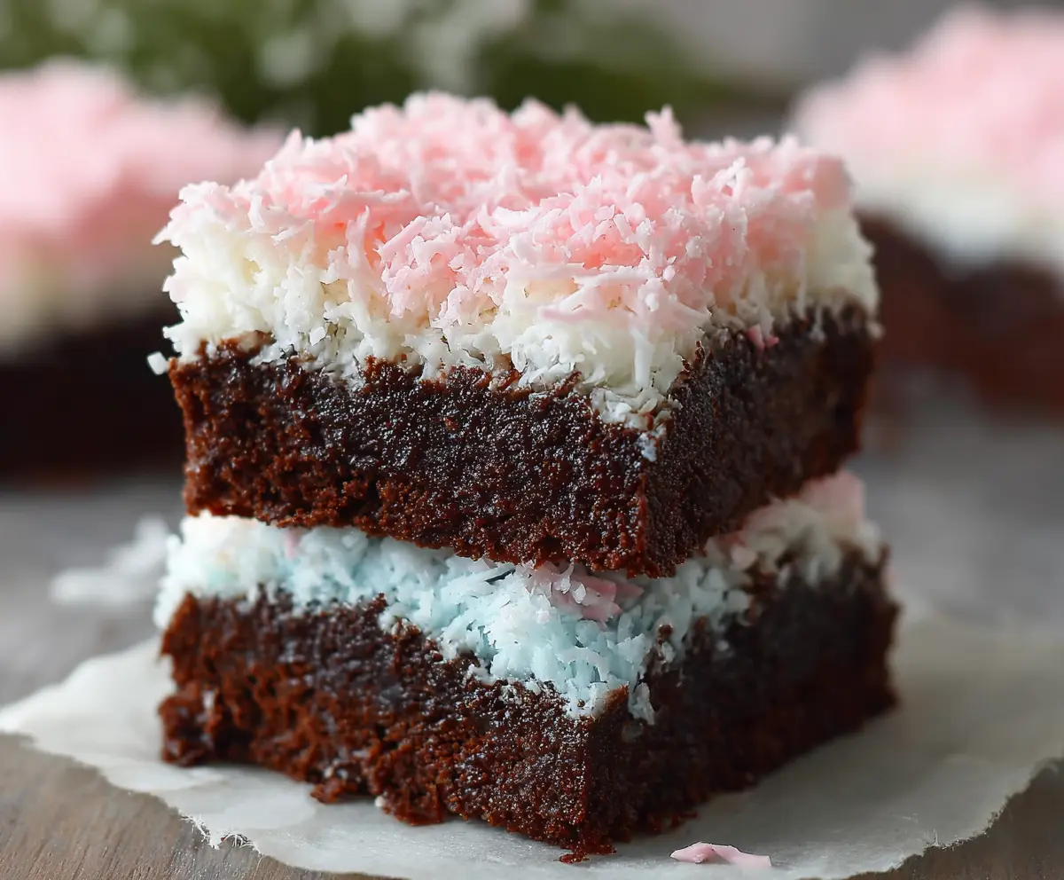 Easy Sno Ball Brownies with Marshmallow Coconut Topping