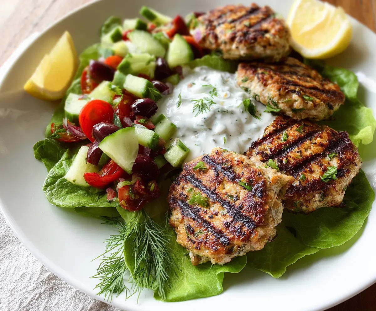 Mediterranean Inspired Chicken Patties with Tzatziki
