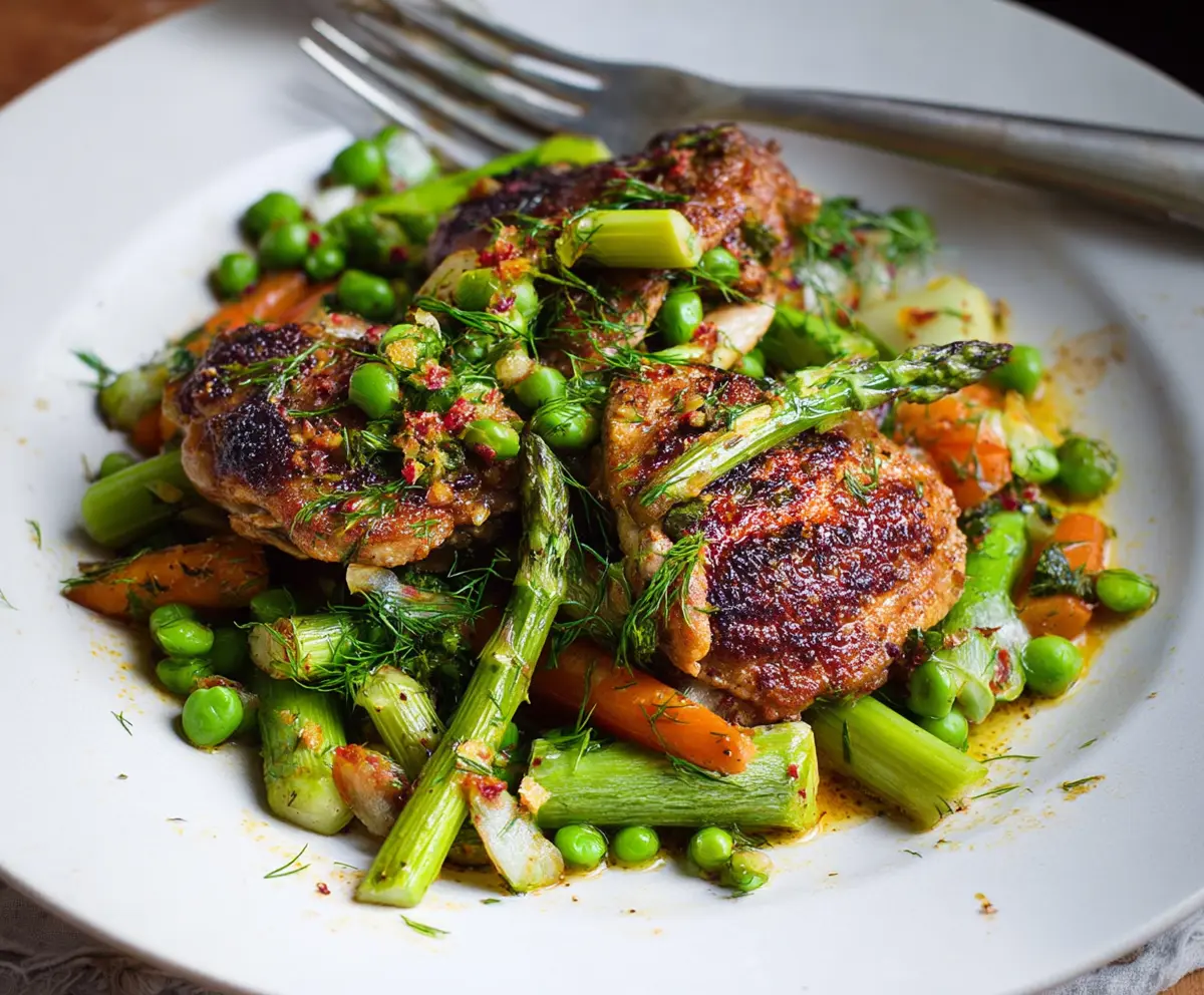 Pan-Roasted Chicken Thighs with Spring Vegetables