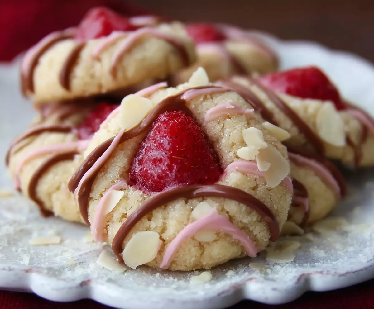 Raspberry Almond Kiss Cookies
