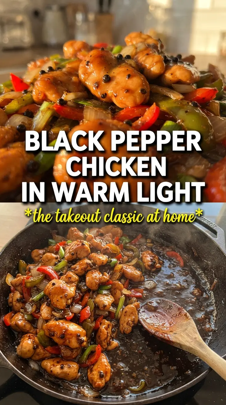 Black Pepper Chicken glossy stir-fry, tender chicken, peppery sauce