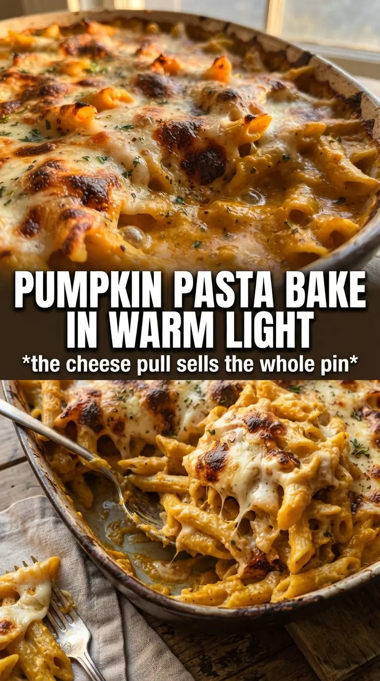 Cheesy Pumpkin Pasta Bake golden creamy comforting