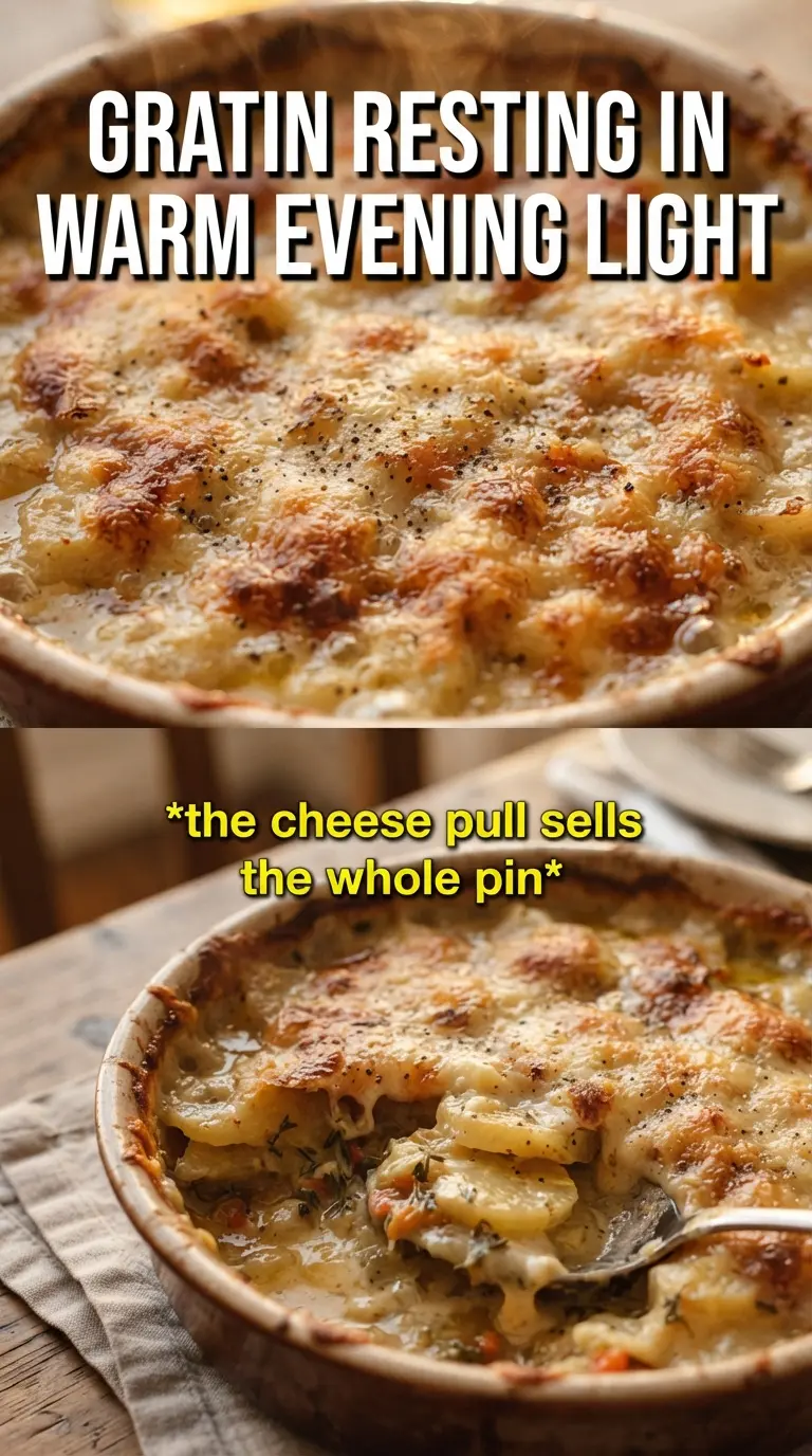 Cheesy Root Vegetable Gratin golden bubbling layered