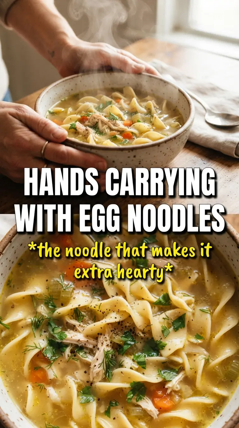 Chicken Noodle Soup With Egg Noodles, cozy, savory, homemade