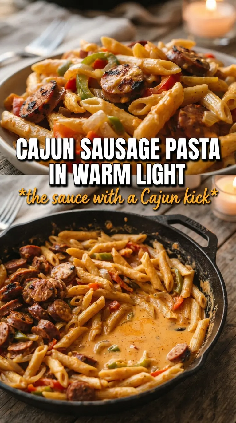 Creamy Cajun Sausage Pasta vibrant skillet dinner