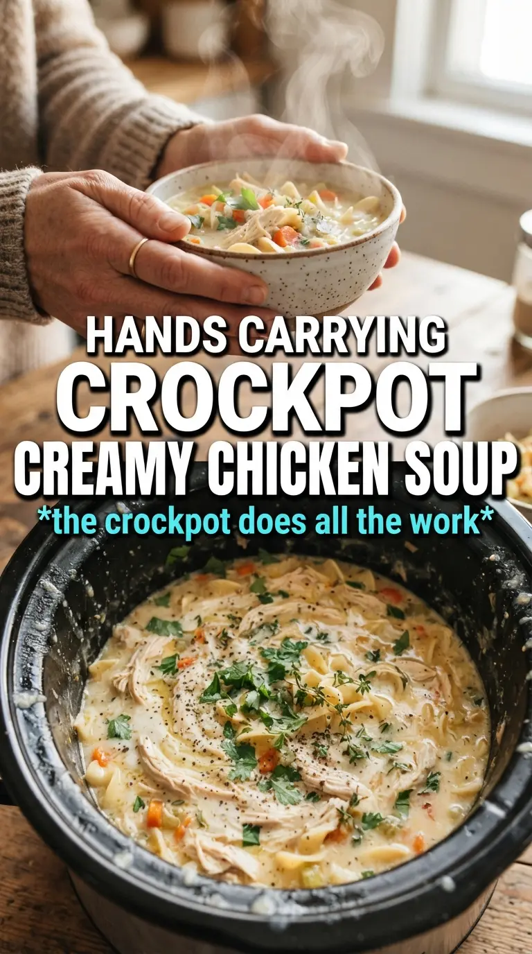 Crockpot Creamy Chicken Noodle Soup creamy comforting