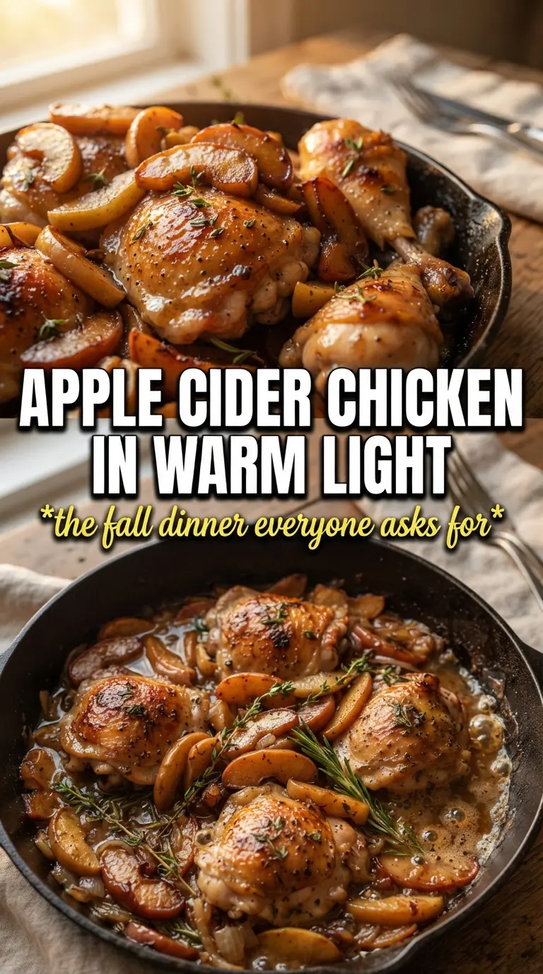 French Apple Cider Chicken with apples, creamy sauce