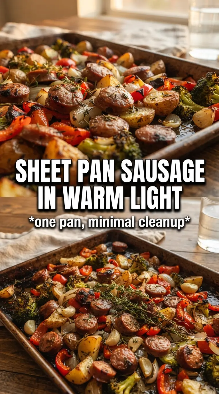 Sheet Pan Sausage and Fall Veggies caramelized roasted colorful
