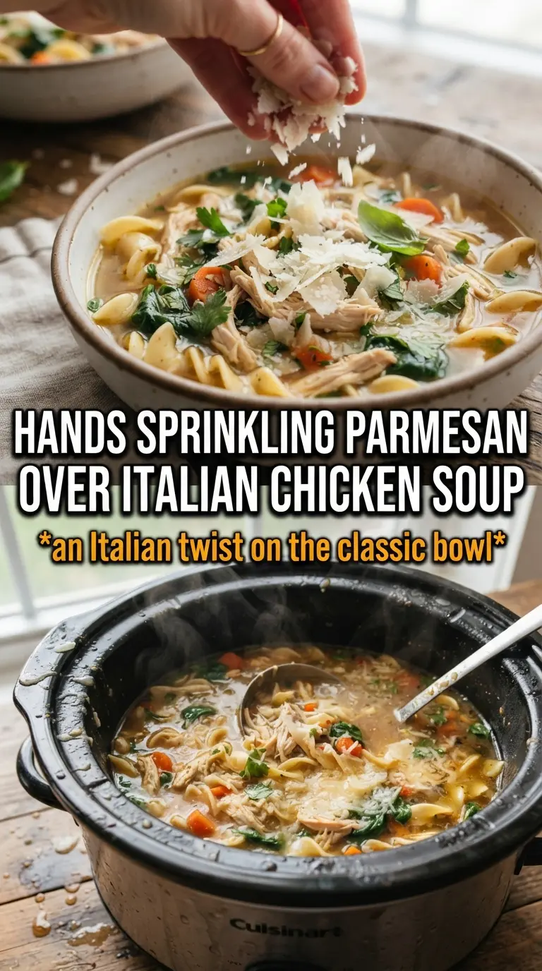 Slow Cooker Italian Chicken Noodle Soup tomato-kissed comforting hearty