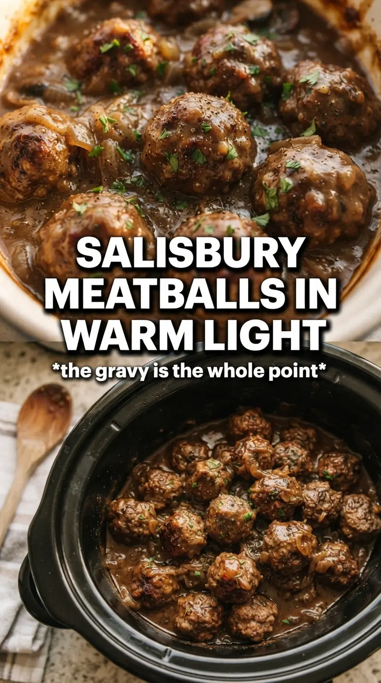 Slow Cooker Salisbury Steak Meatballs rich savory tender