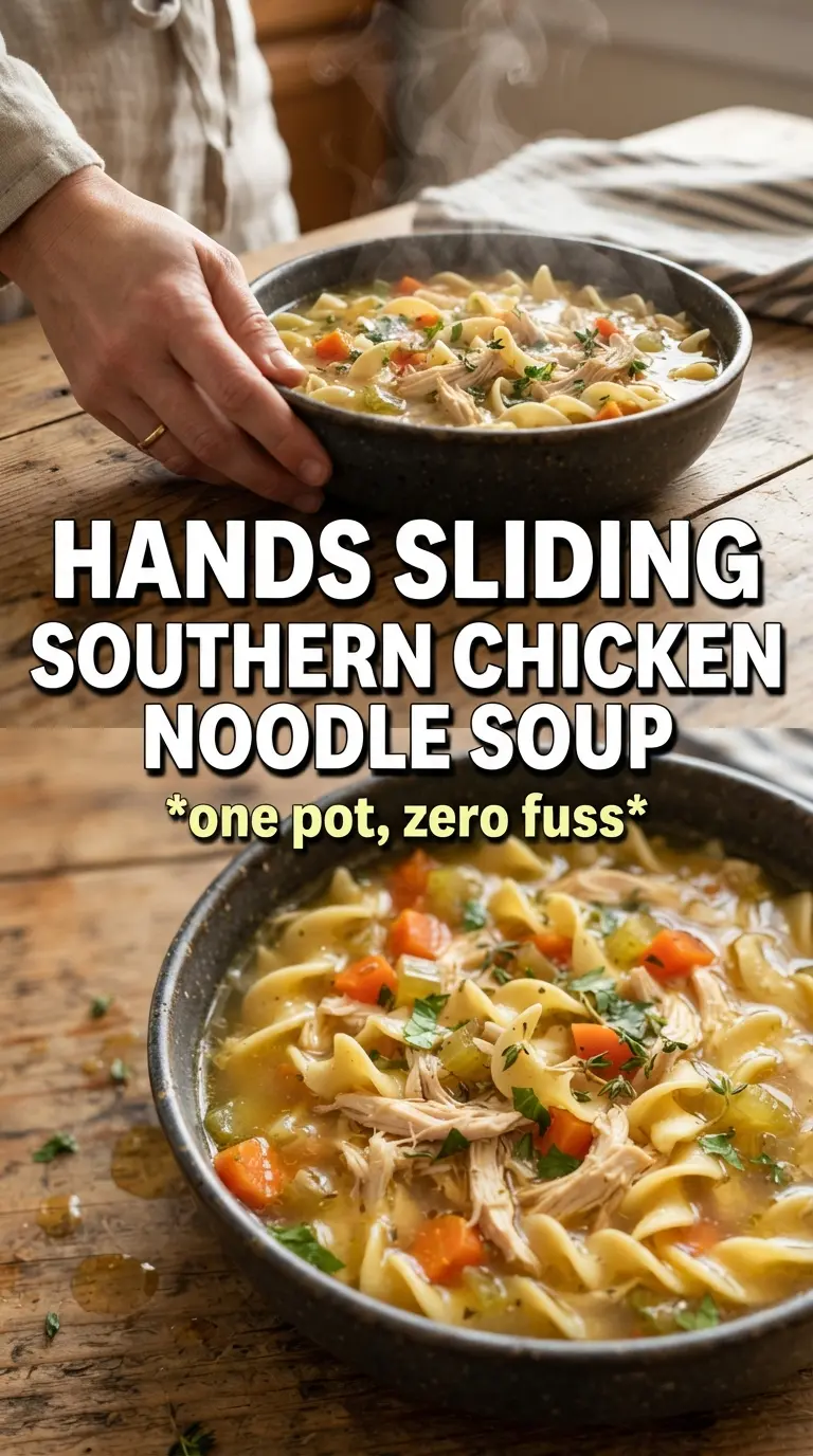 Southern Style One Pot Chicken Noodle Soup rich buttery, hearty